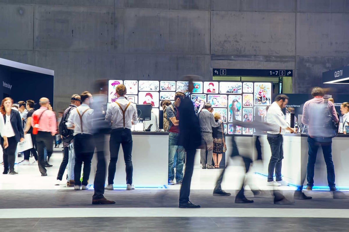Designer developing a trade show exhibit plan